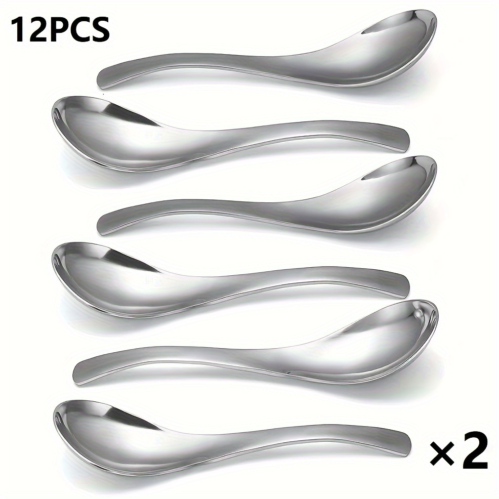 item picture elegant stainless steel soup spoons set of 6 12 thick durable dishwasher safe     use ideal gift for holidays