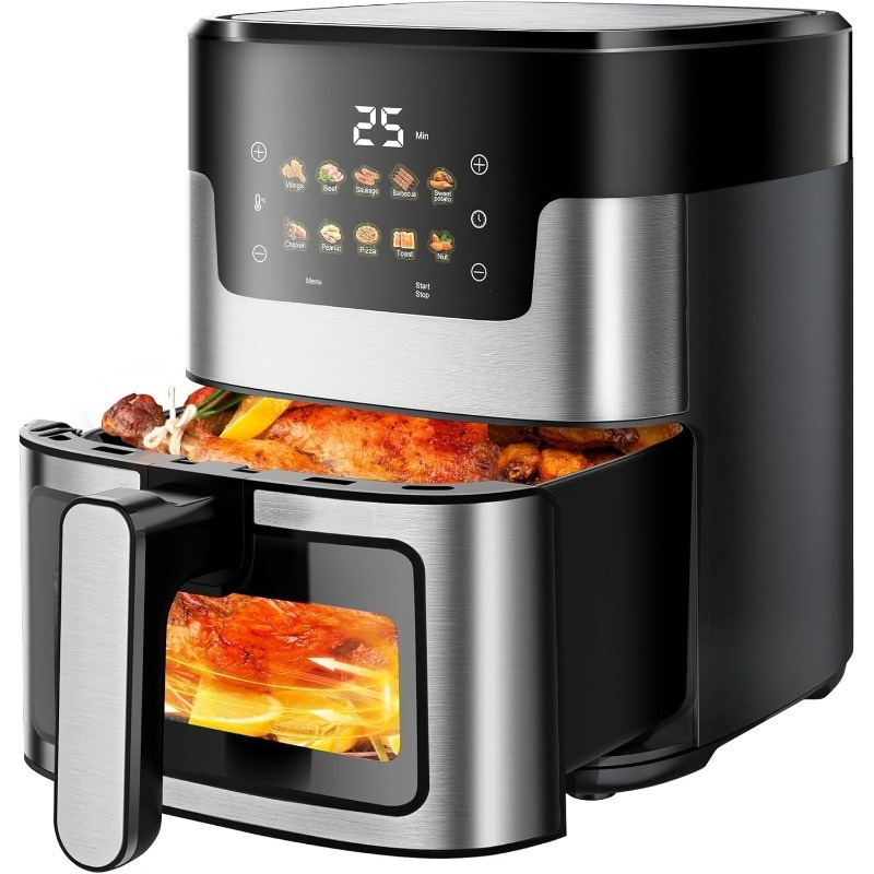 TEMU Air Fryers, Pro 10-in-1 With Large Capacity Basket, 95% , & For Roasting, Broiling And More For Quick, , Stainless Steel