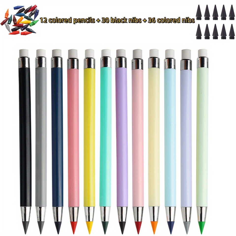 

78-piece Eternal Colored Pencil Set - 12 Vibrant Shades, Inkless & Erasable For Art, Sketching & Drawing - Perfect Back To School Supplies Colored Pencils Colored Pencils For Adults