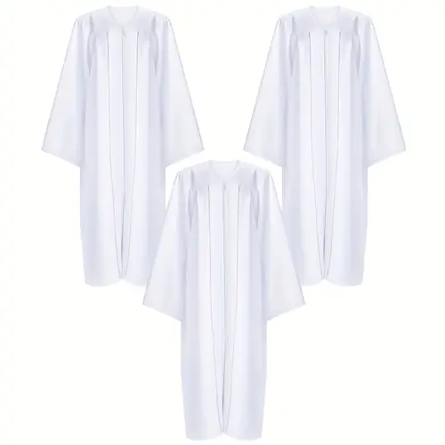 3pcs unisex matte robes for church white gown confirmation pulpit pastor judge costume adults