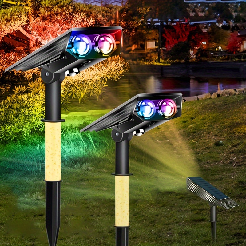 

Solar Spotlights Ip65 Waterproof, Color Changing Solar Lights Sunset Projection Lights, 2 Lighting Modes Solar Lights For Trees, Flag,, Patio, Decoration