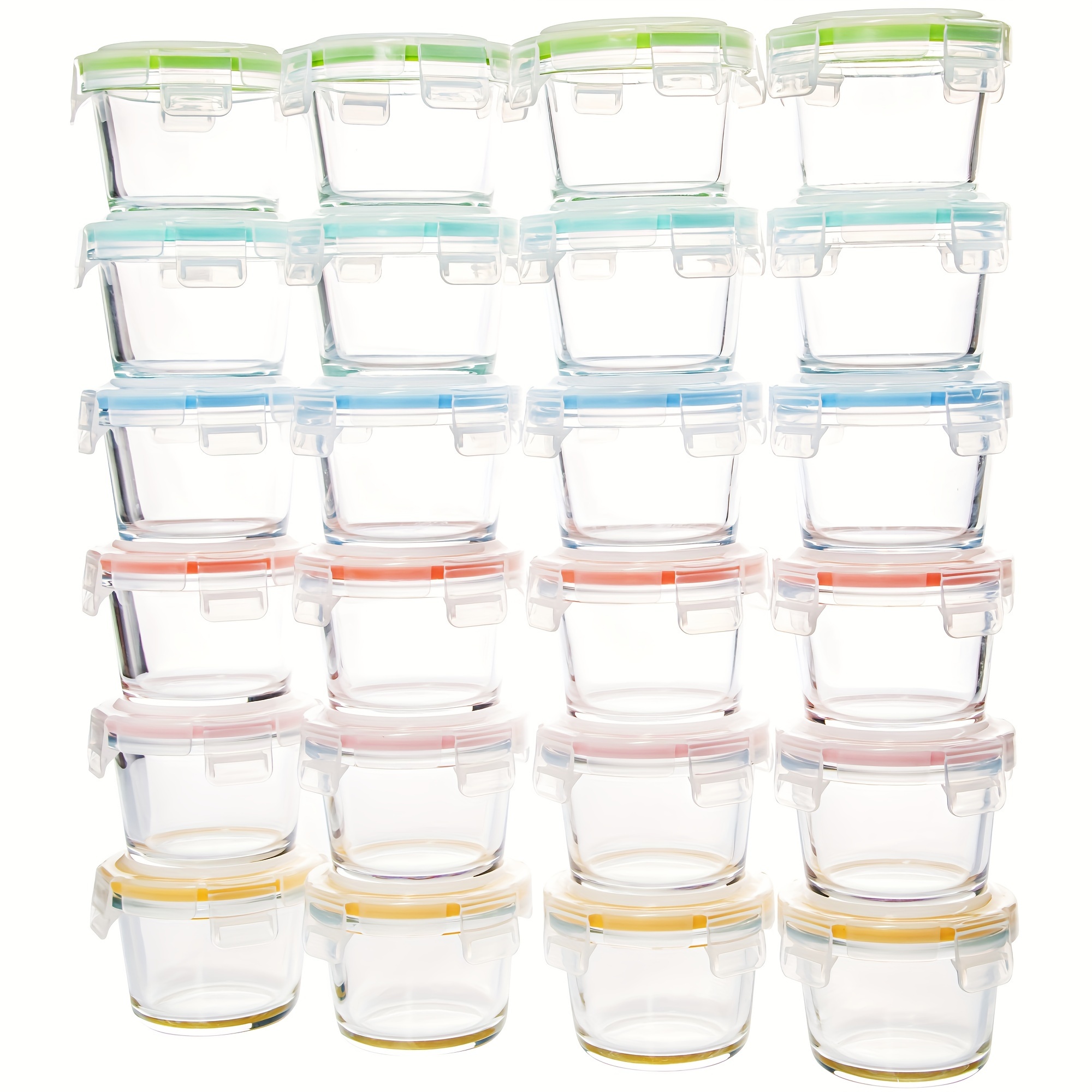 

24 Pack Round Glass Food Storage Containers, 5 Oz Small Containers With Locking Lids, Airtight Glass Food Jars For Food Portion, Snacks