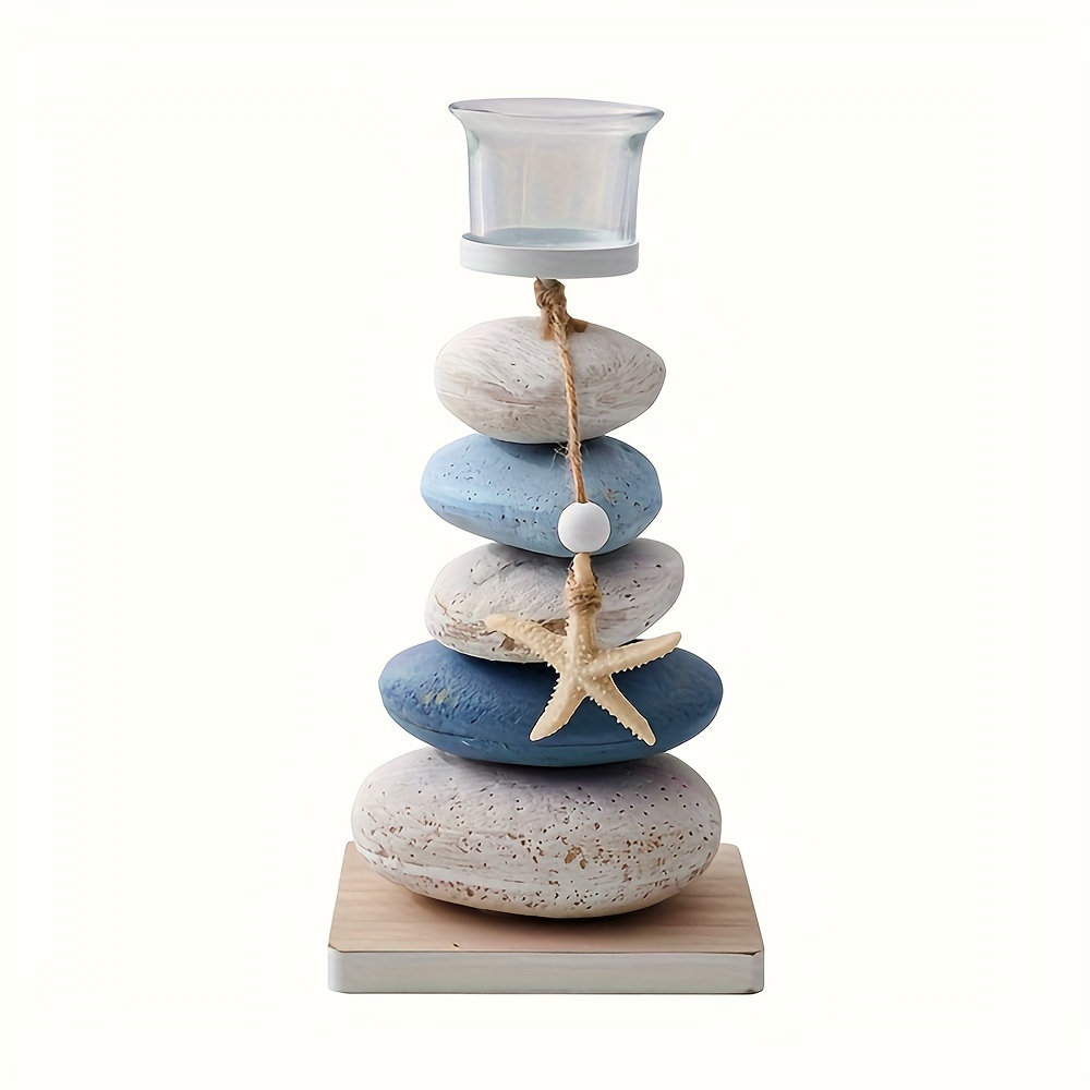 

1pc Mediterranean Candle Holder Decorative Ornament Craft Wooden Starfish Display Tabletop Decoration #random Color