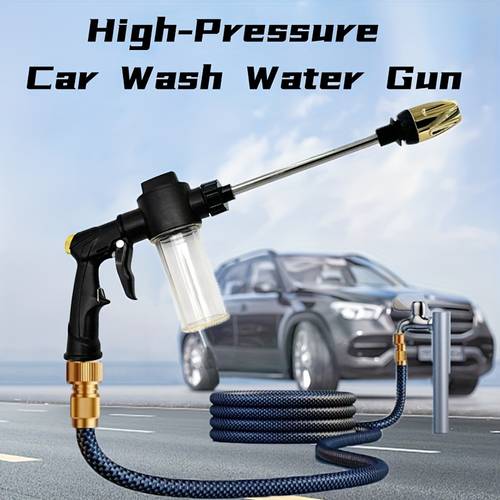 1pc high pressure water gun with three speed adjustable foam lance garden water sprayer durable plastic drop resistant and proof