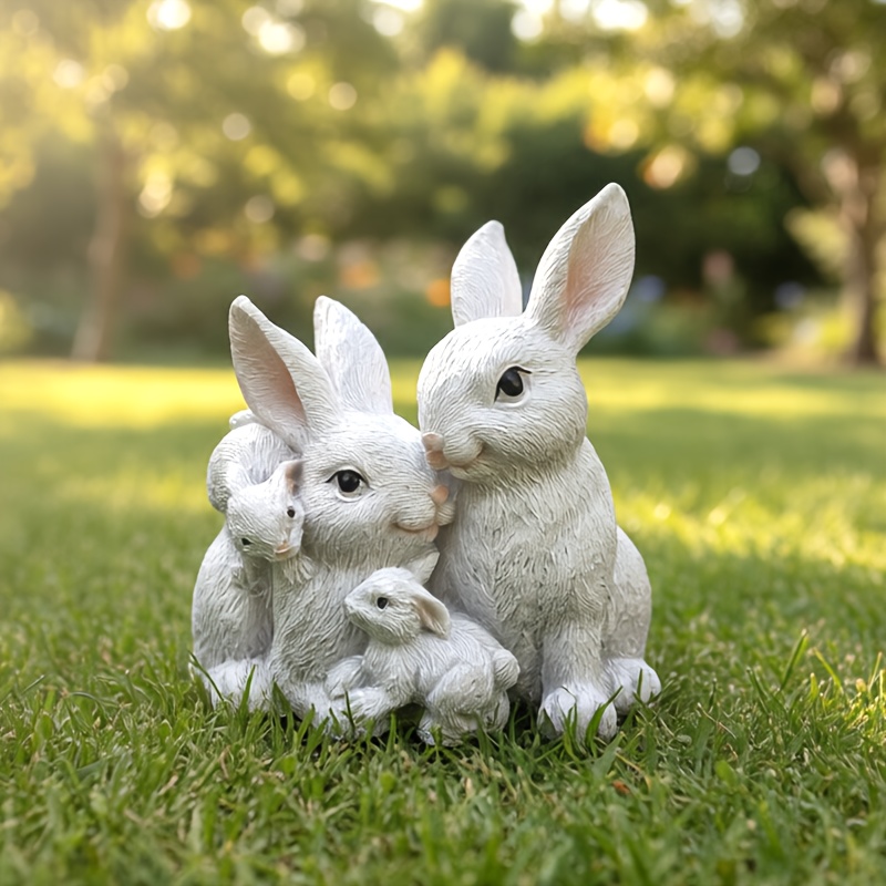 1pc White Figurine - Elegant Collectible Resin Statue Suitable For / Garden,, Decor - White Rabbit Decoration, Sculpture