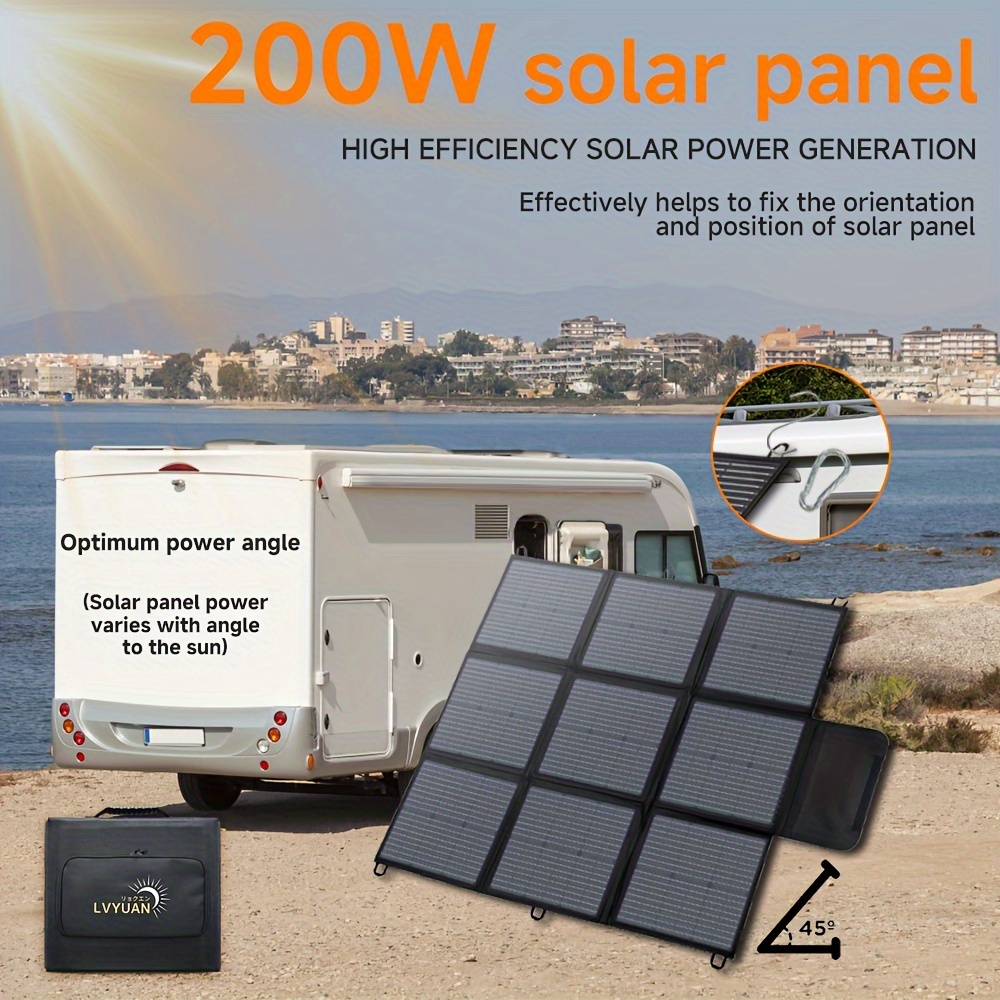 

200w 20v High Efficiency Portable Collapsible Solar Panel Charger - And Lightweight, Ideal For Rving, Outdoors, Camping, Tablets, Power , Emergency Preparedness And Off-grid !