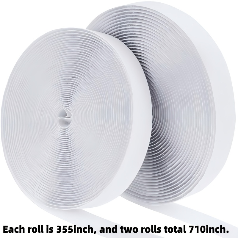 TEMU Juego de 2 rollos, total de 0.78 pulgadas * 710 pulgadas, con de gancho de 355 pulgadas * de bucle de 355 pulgadas, total de 710 pulgadas. Cinta