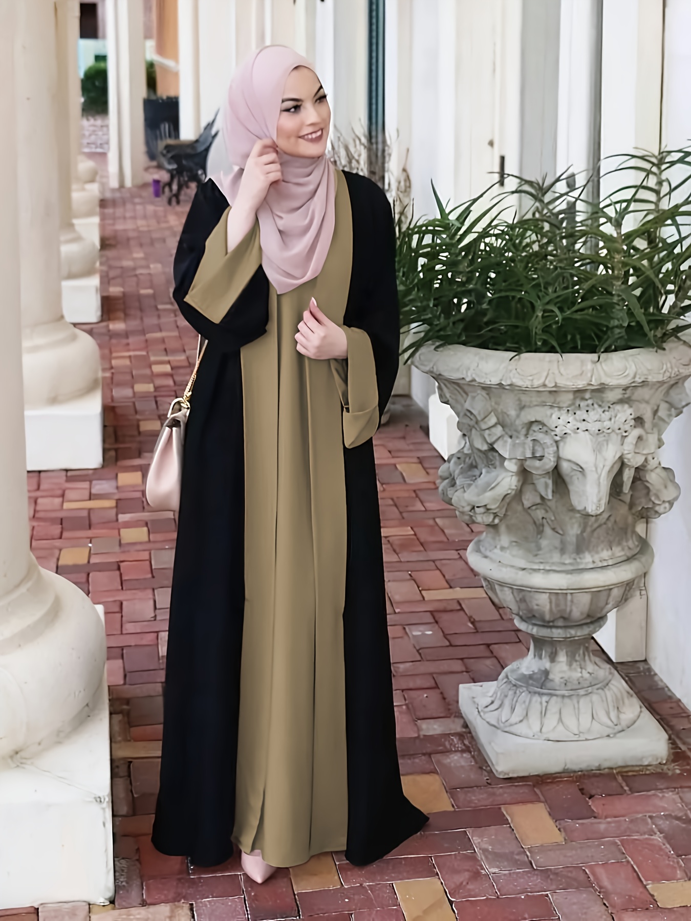 1pc elegant muslim dress niche minimalist color - Temu Bahrain