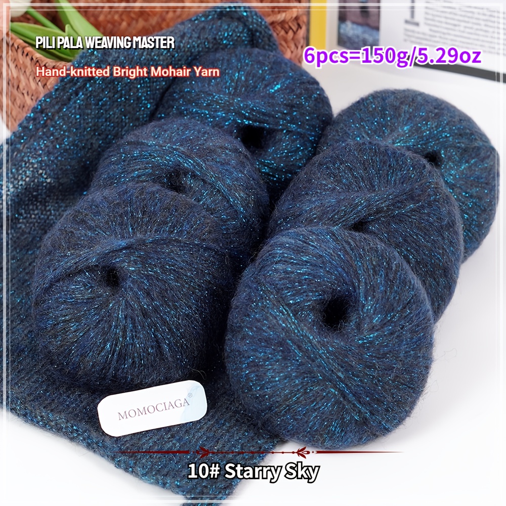TEMU 6pcs Wool Mohair Yarn-150g/5.29oz, Unique And Shiny For Spring, Autumn, Winter Knitting & Crocheting Sweater, Scarves, Coats, Gloves, , 25g Each