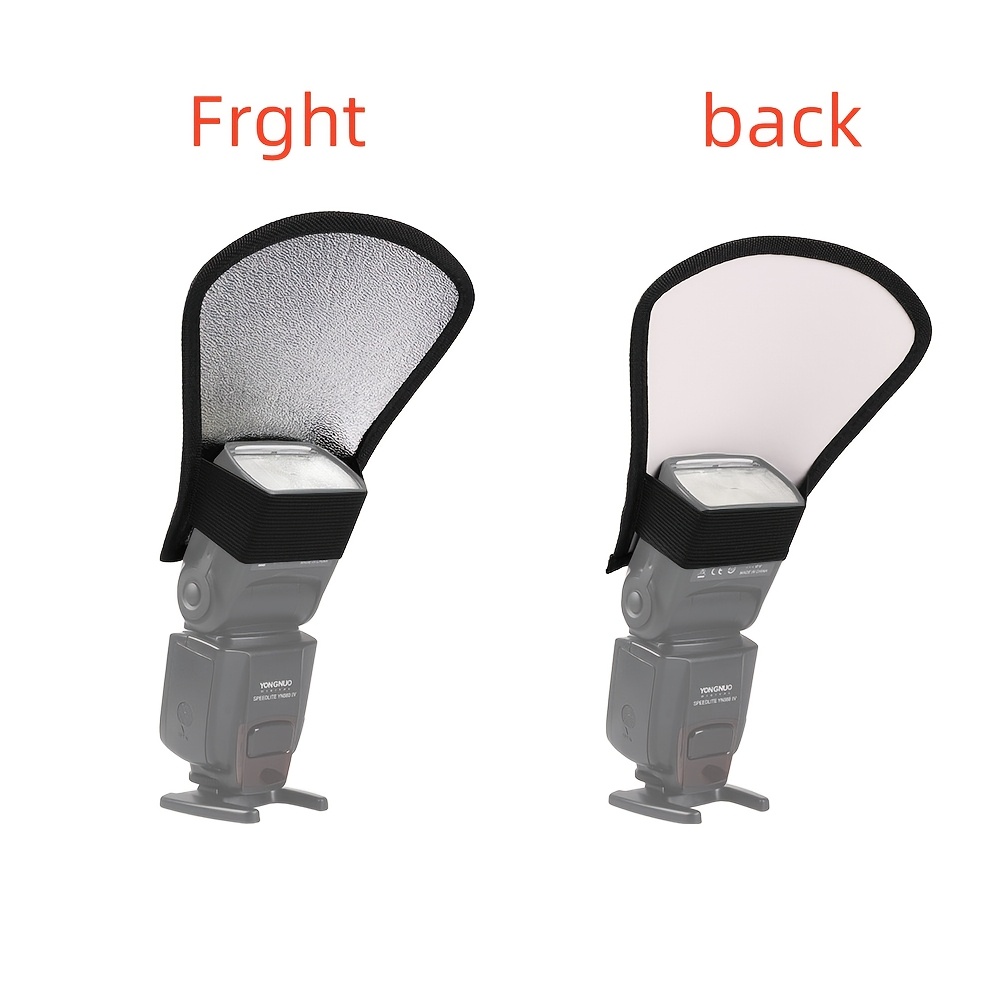 Zoerui Flash Diffuser Reflector - Double-sided White/silvery Curved Flash Reflector Kit With Elastic Band, Suitable For , , , Fujifilm, And All