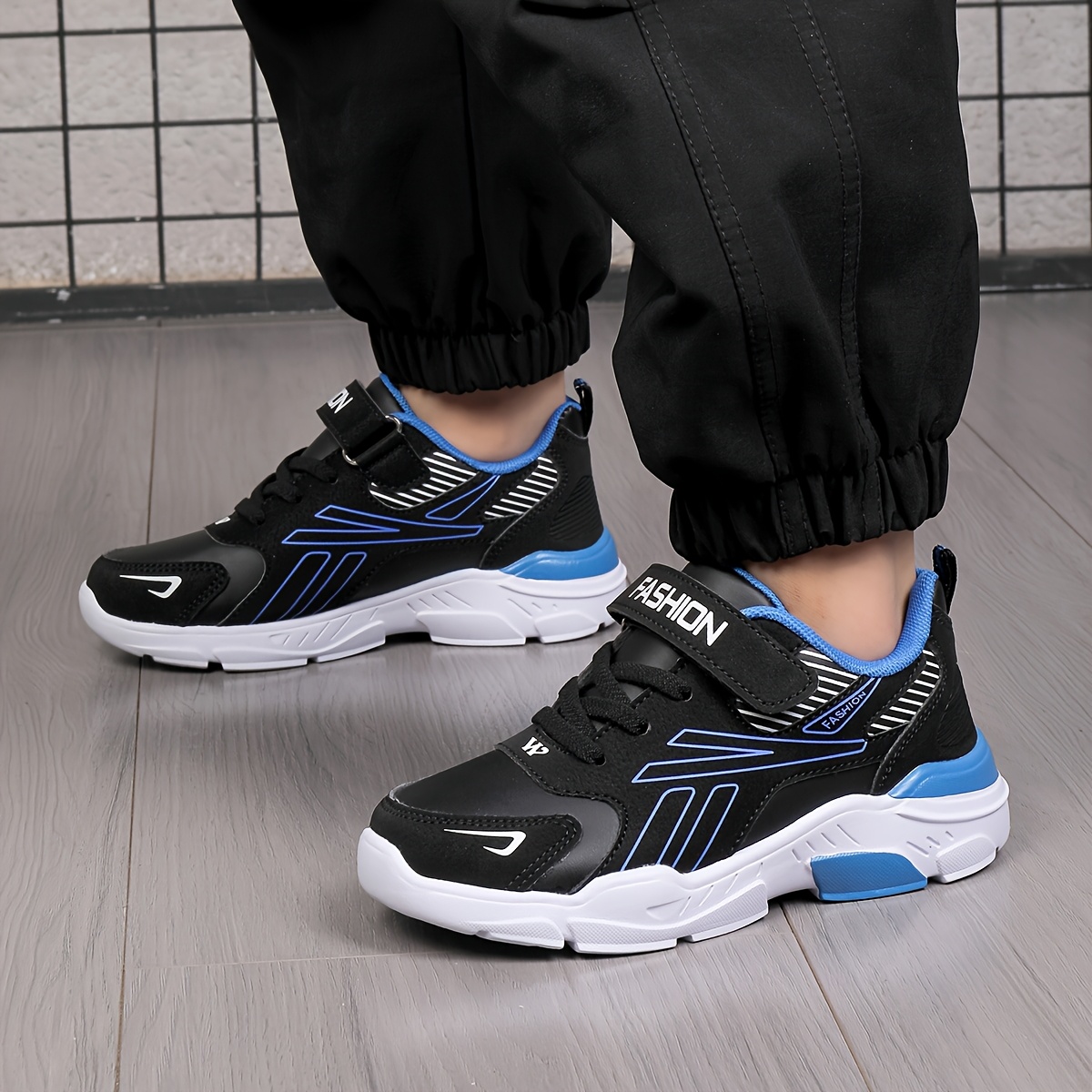   lightweight low top sneakers with closure breathable fabric eva sole   indoor outdoor shoes for boys girls accents casual sporty design for hiking daily wear outdoor activities   hiking footwear