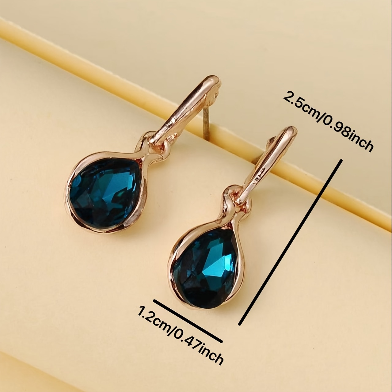 Teardrop CZ Dangle Earrings, Golden Alloy, Casual & Gift