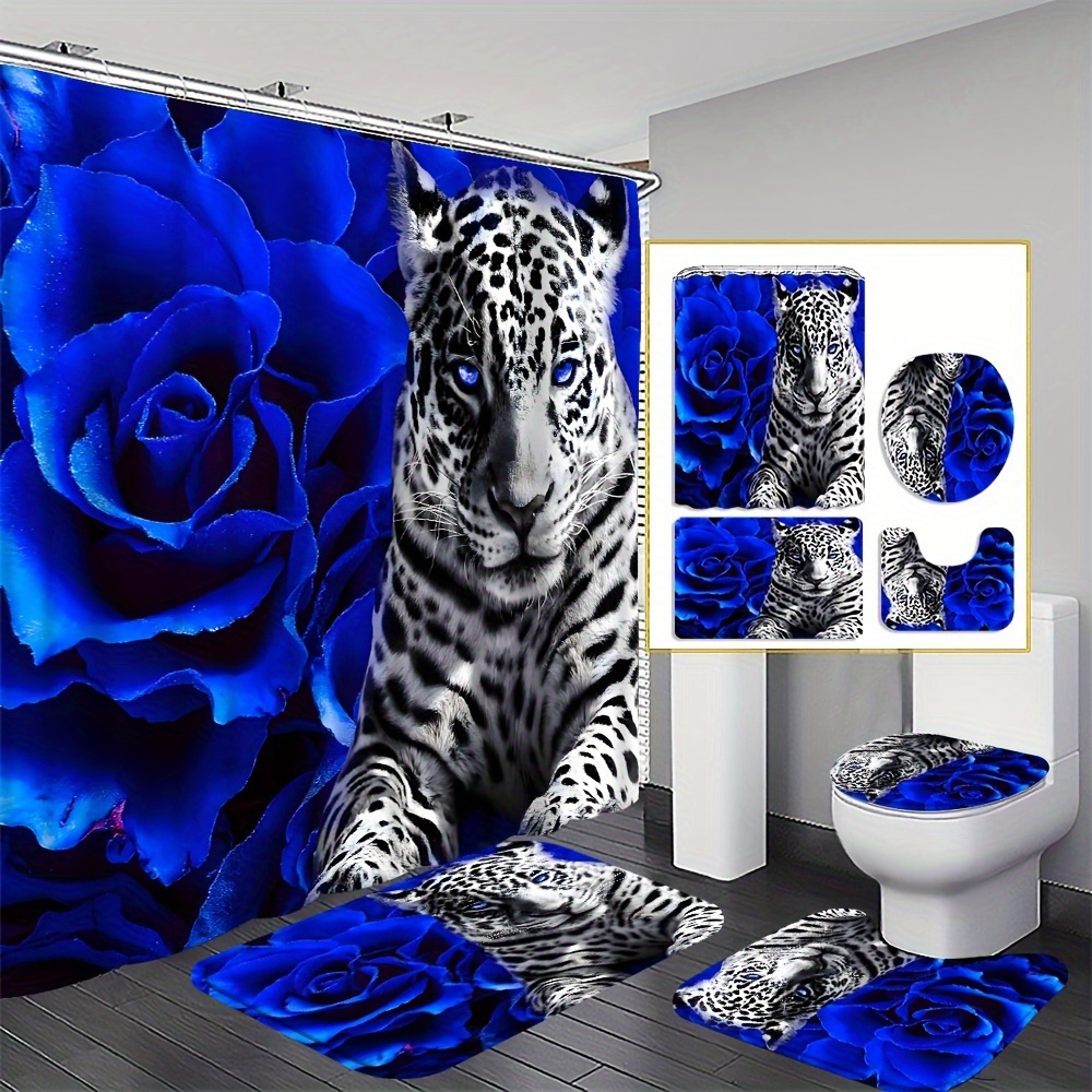 

- Polyester Bath & - - Bathroom Set Curtain, Bath Mat, , And U-shaped Rug - And Included (4pcs Set)