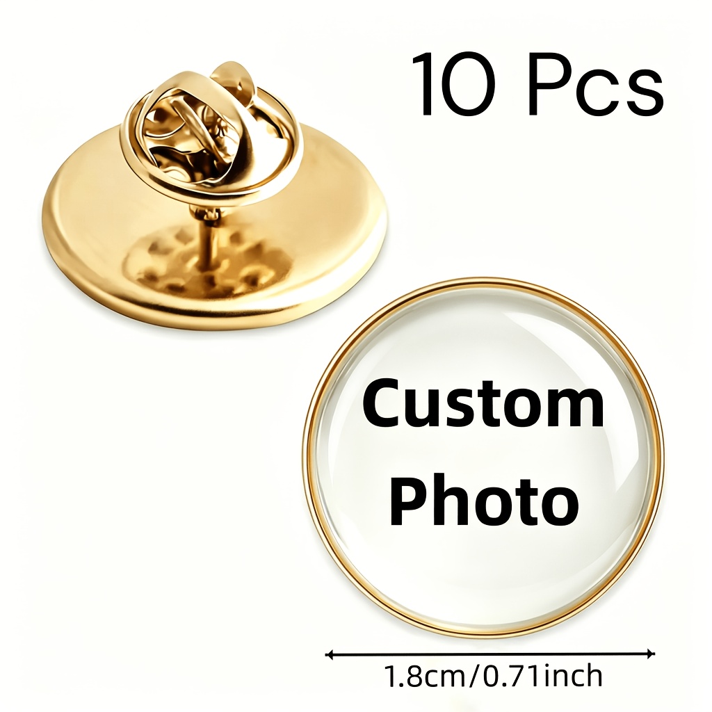 TEMU Custom Lapel Pins Set 1/5/10 Pack - Personalized Glass Dome Badges, Ideal For Party Favors, Corporate Event Gifts, Trade Show Giveaways &