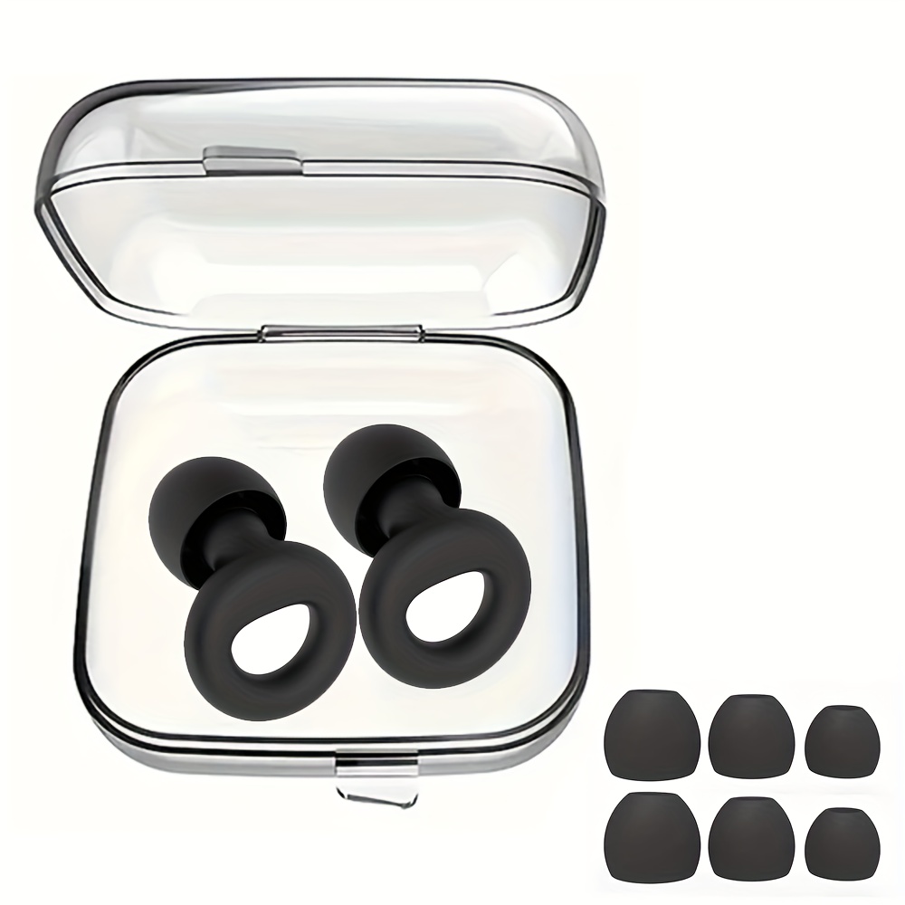 

1 Pair Silicone Earplugs With 3 Pairs Replacement Ear Tips And Box, Durable And Reusable, For Swimming, Water Sports, Sleep