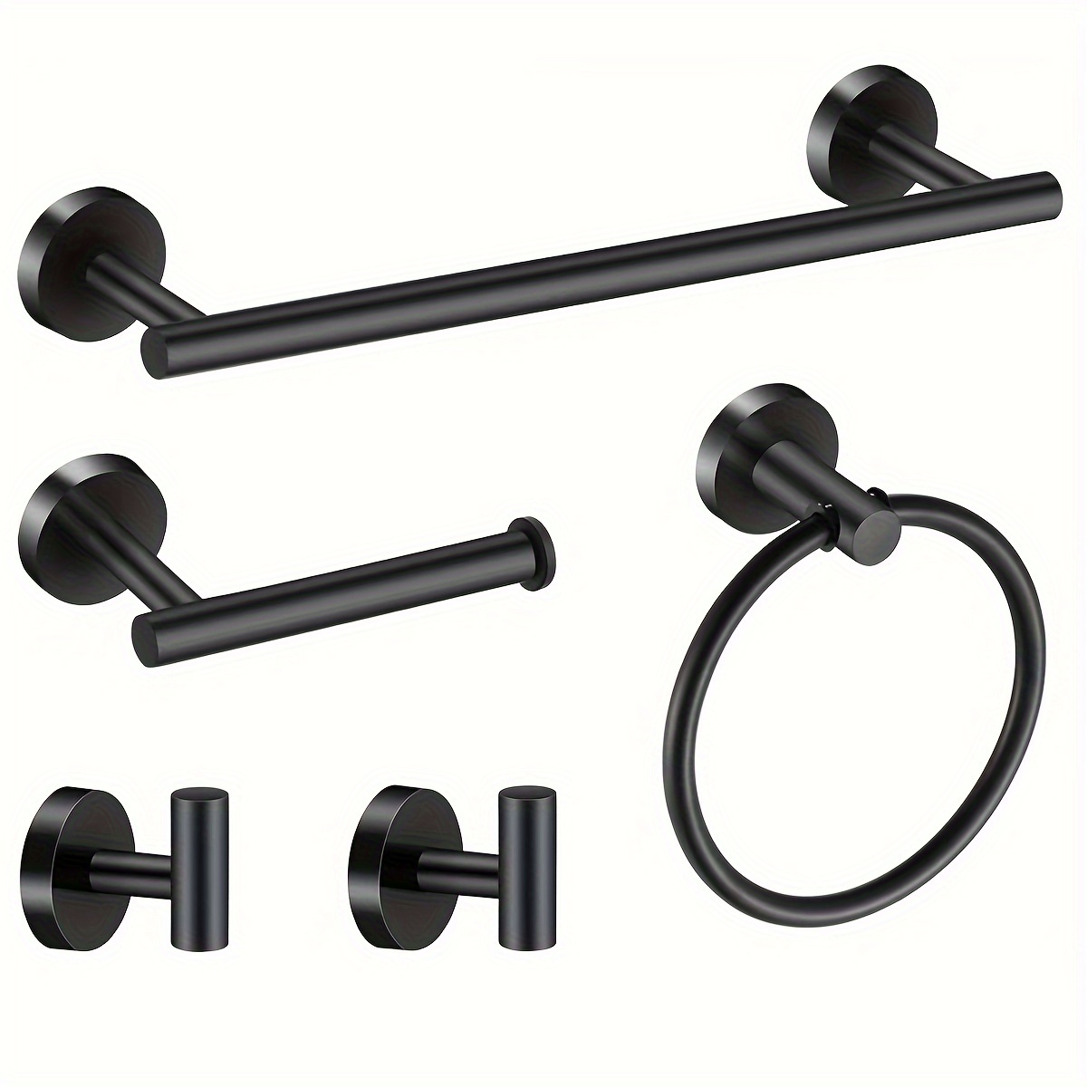 

5-piece Bathroom Accessory Set, , Stainless Steel Towel Bar, Toilet Paper Holder, Towel Ring, Robe Hooks, Wall-mounted Bath Hardware Kit, Stylish Bathroom For Home, Ideal For Holidays
