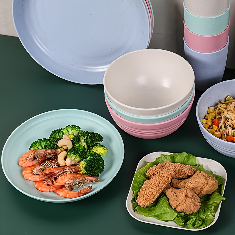 colorful plastic dinnerware set microwave dishwasher safe Temu