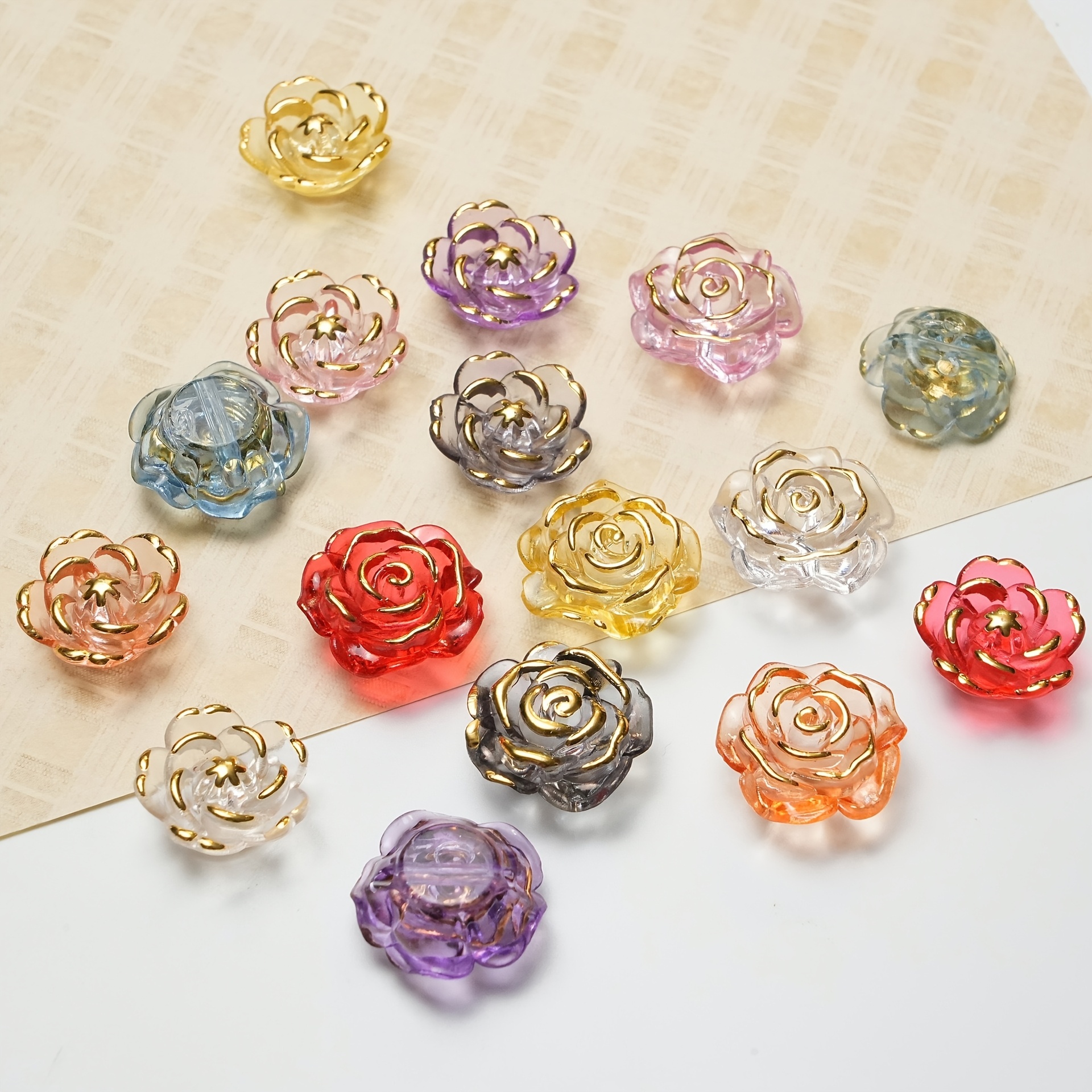 

20pcs 17.6mm Beads, Transparent Acrylic Flower Spacer Beads For Making - Ideal For Bracelets, Necklaces & Hair Accessories