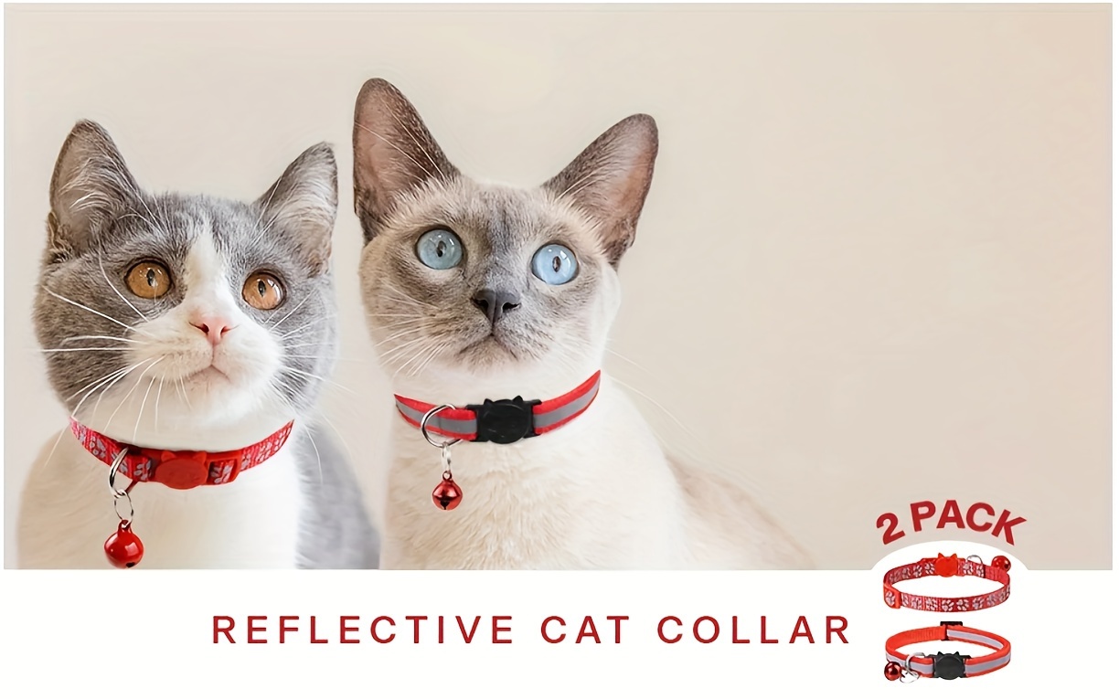 2pcs reflective cat collars with bells durable nylon   for kittens small dogs detachable accessory collars for cats Product details 1