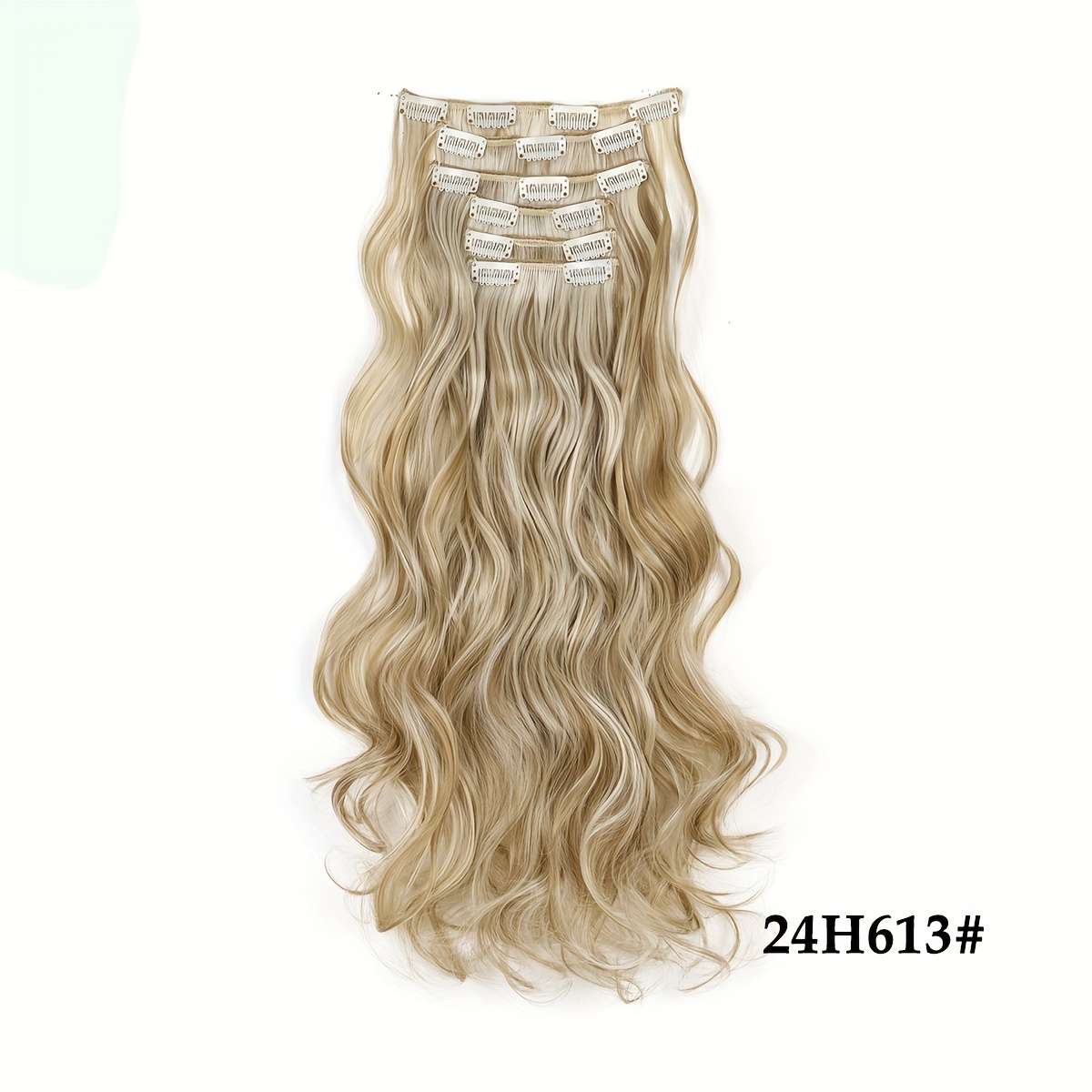 TEMU Set Of 6 Synthetic Blonde And Brown Curly Hair Extensions For Women, Perfect For Enhancing And Style. A Popular For Summer, Pieces Add Volume To