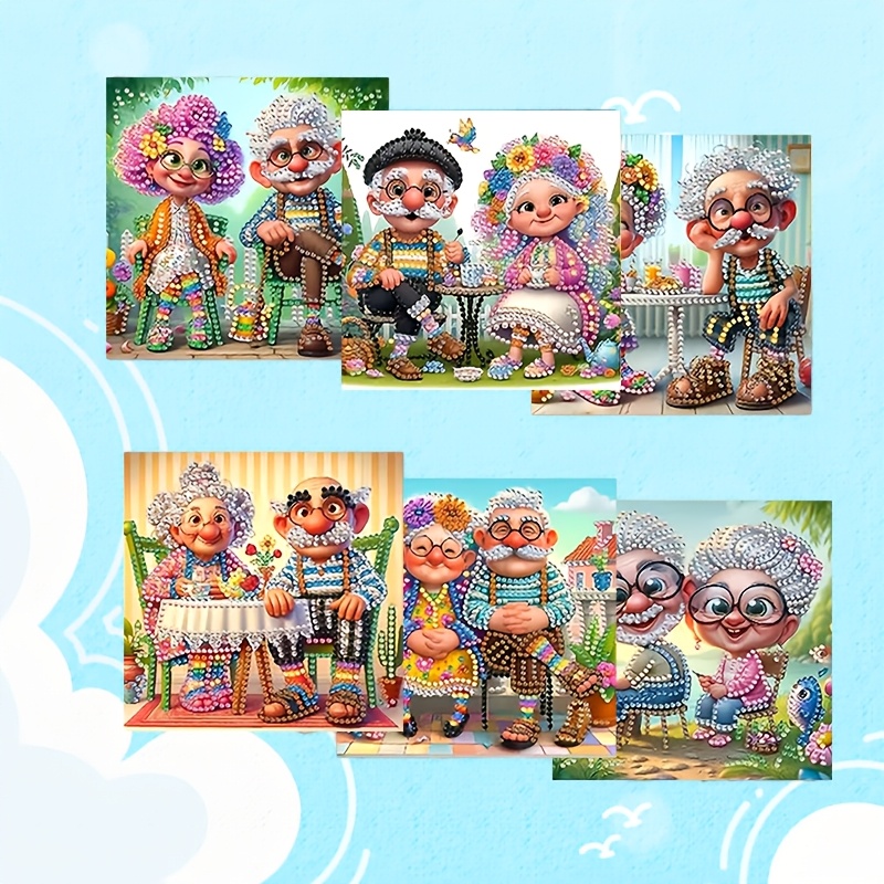 TEMU 6pcs Diamond Painting Greeting Card Set---(fingertip Diamond Light, Flowers—hide In Sparkle), Happy Patterns, Which Are Not Exquisite Handcrafts