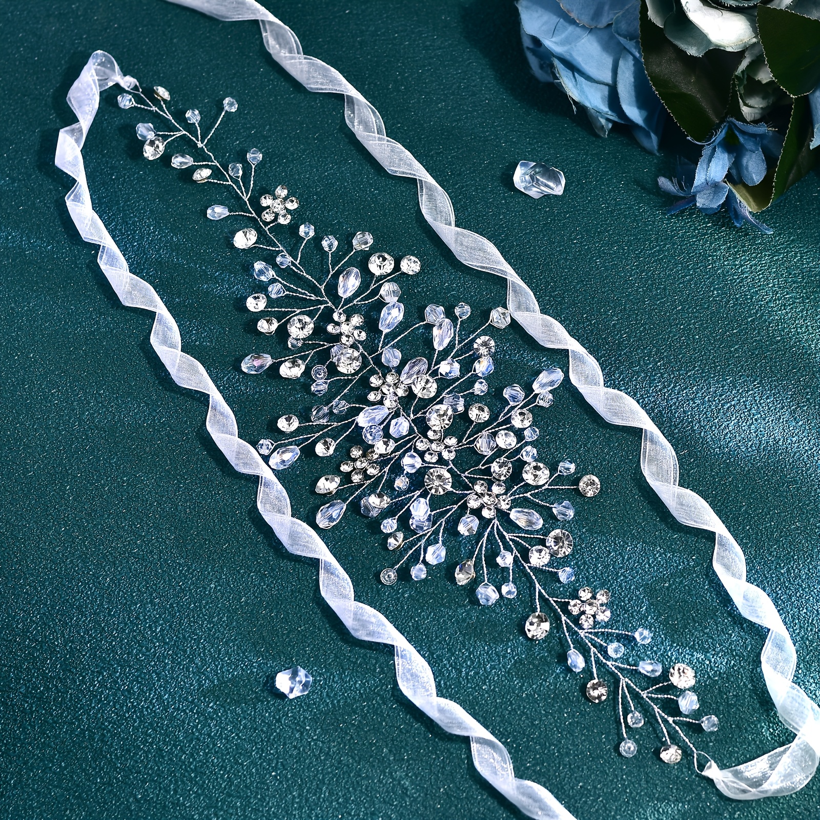 TEMU Accessoire de taille de mariée à strass, ceinture brillante pour robe de soirée, douce et , convient pour les banquets et les fêtes SH784-S