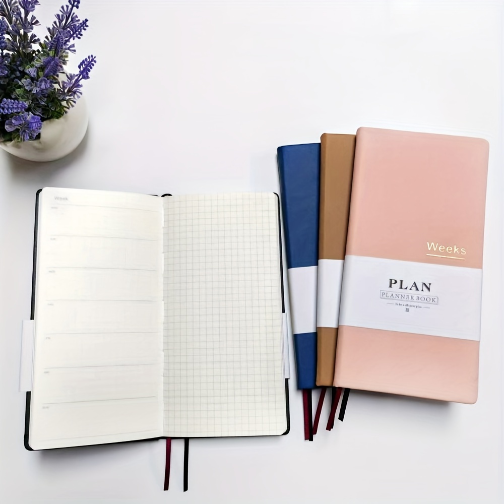 

Annikeey Compact Weekly Planner Notebook - Sleek Management & Work Schedule Organizer, 7.48x3.74x0.55", With Transparent Pvc Protective Cover, Smooth , Features, English Text, Compact Desk