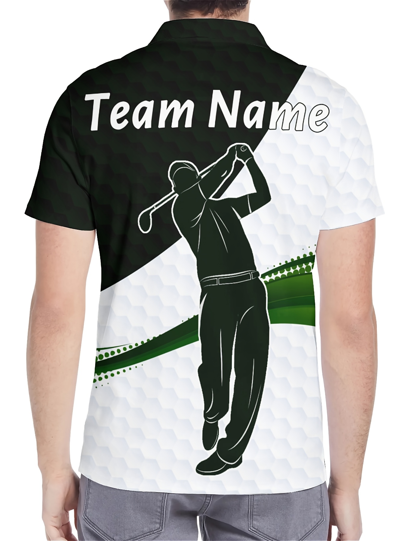 Custom *'s Golf Shirt Personalized Name Team Breathable Fabric  Golf Club Graphic Back Print Button-Front Collar Lightweight Sh