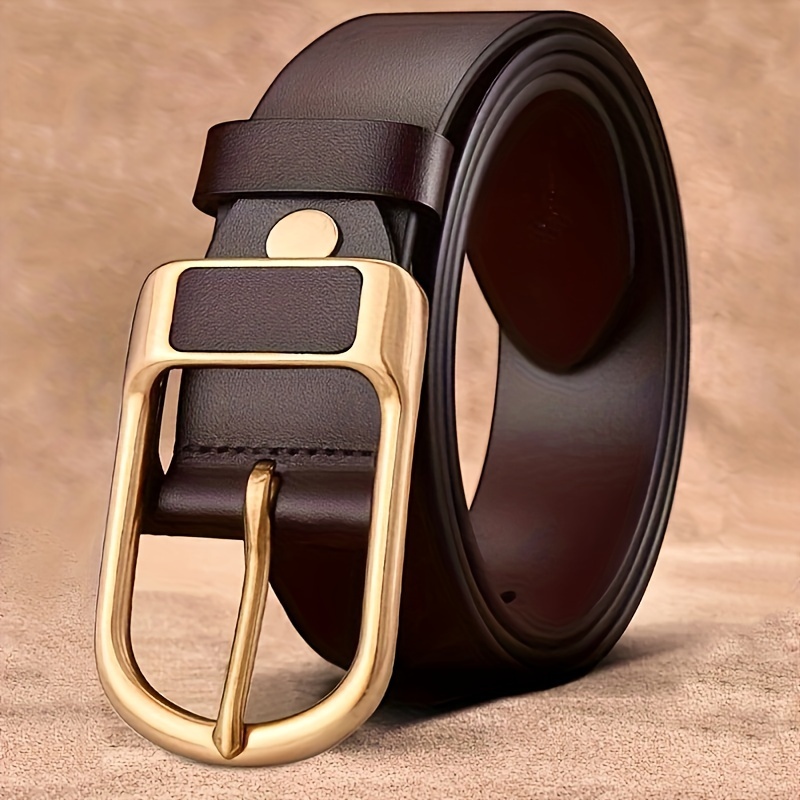 

Casual Style Men's Belt With Square Alloy Buckle, Genuine Pu Leather Belt For Business And Leisure, Universal Fit For Everyday Wear