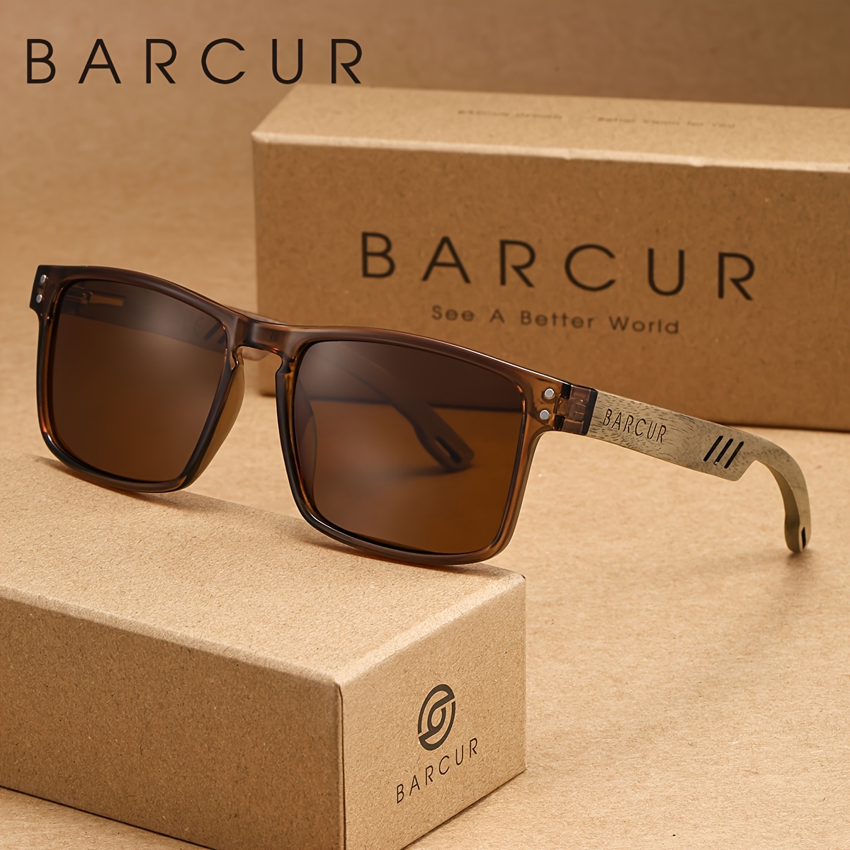 Image of Barcur Retro Modern Fashionable Square Sunglasses Tac Lens Anti Blue Light Sun Windproof Mountain Climbing Photography Fishing Men's Sunglasses Sunglasses Suitable For Gift