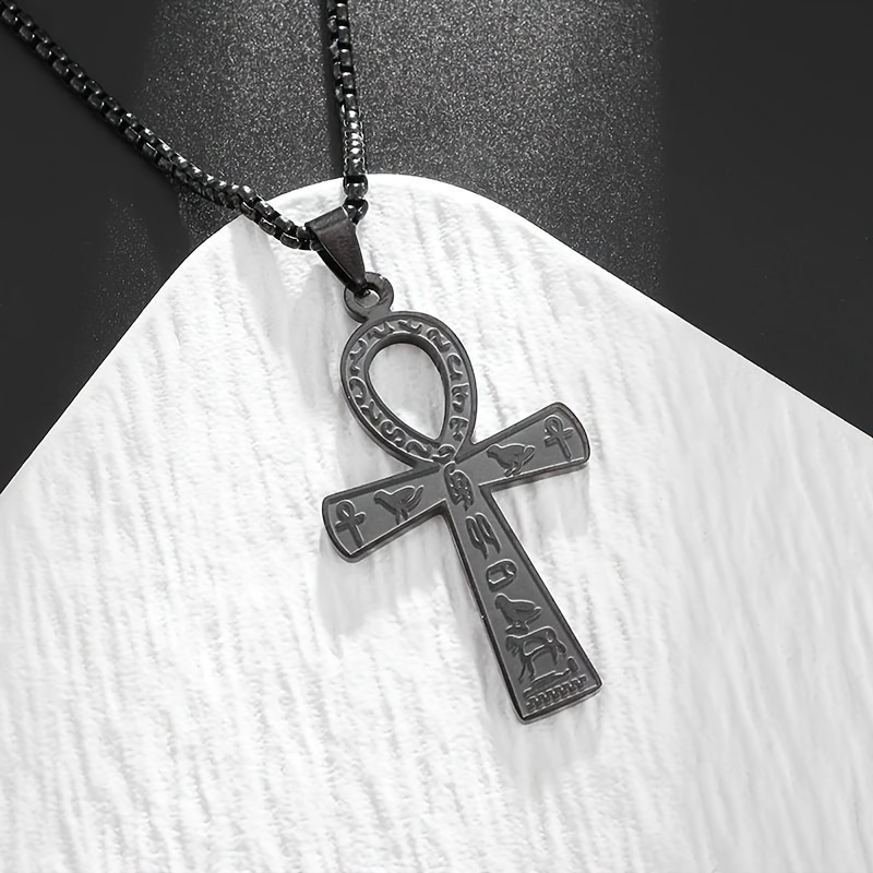 Collier Pendentif Croix Ankh Égyptien - Acier Inoxydable Pour Homme Et Femme