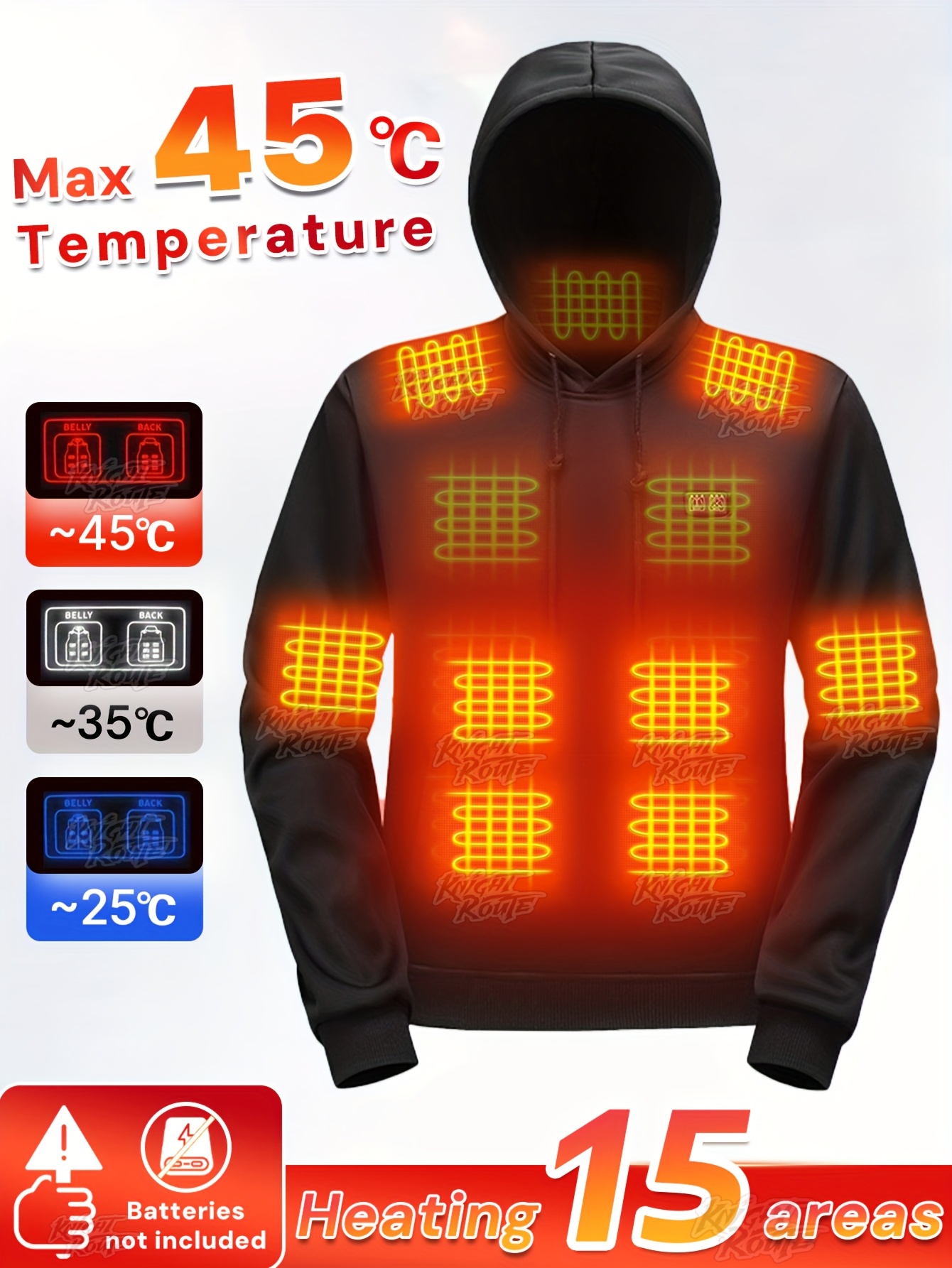 Men's Heated Jacket Vest, Long Sleeve Hooded Jacket