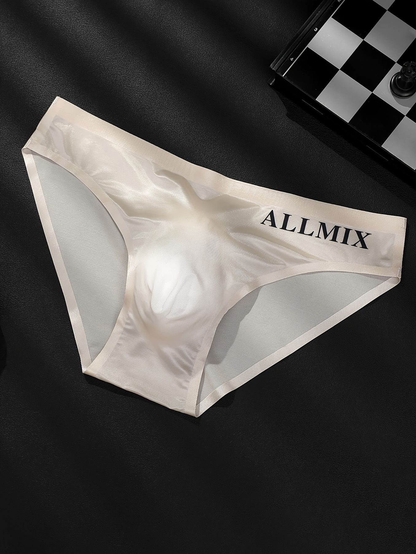 mens trendy underwear thin style letter pattern semi sheer breathable ice silk comfy stretchy briefs casual plain color underpants
