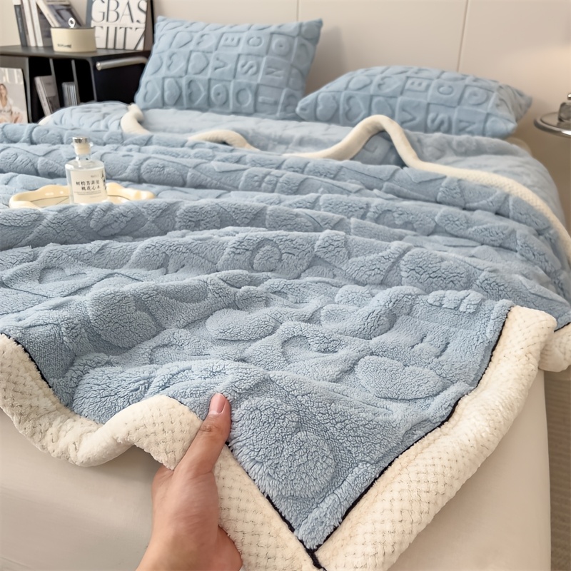 1pc   pattern fleece blanket   polyester   machine washable multipurpose soft   fleece throw for sofa bed travel camping contemporary style 250 300gsm christmas gift solid color multiple sizes details 7