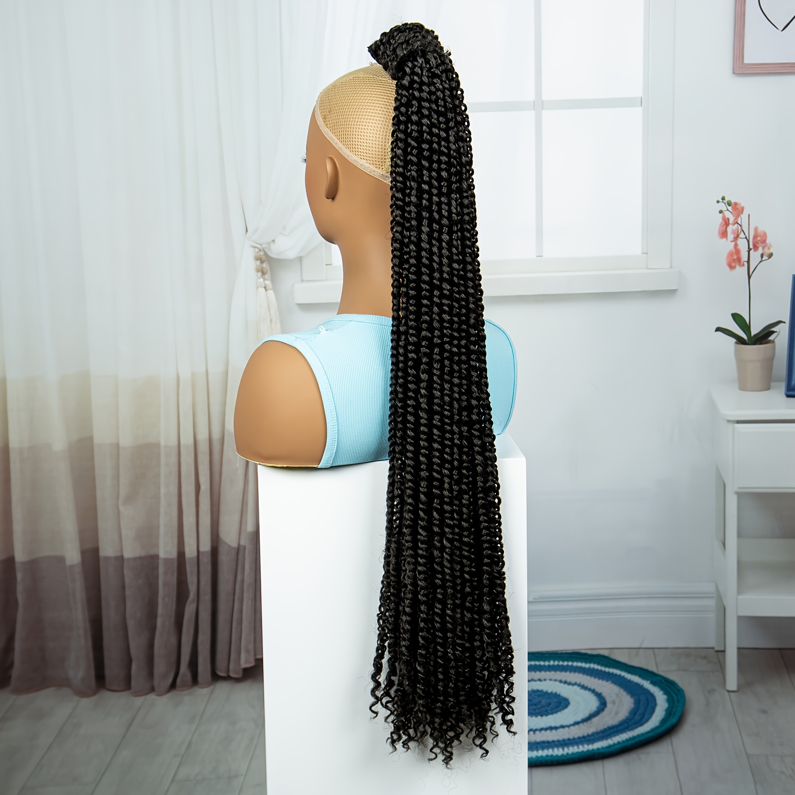 elegant long braided ponytail extension for women soft synthetic hairpiece with drawstring versatile natural   for daily wear and parties details 3