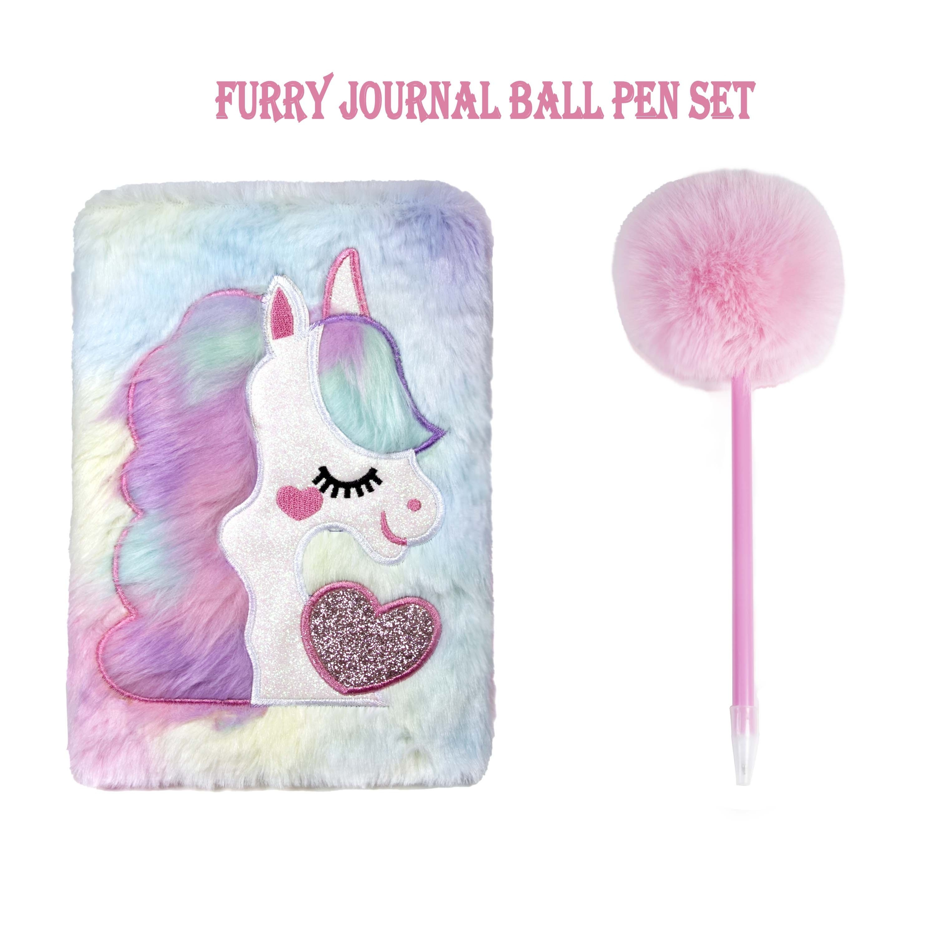 

2pcs Plush Notebook & Pom- Set - Soft, Fluffy A5 Journal With & Pink Ballpoint For Creative And Journaling, Journal Notebook