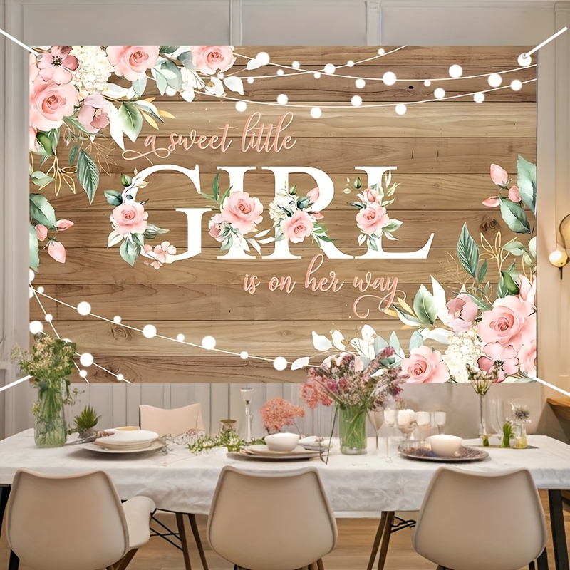 1pc flowers wood grain baby shower backdrop polyester non Temu