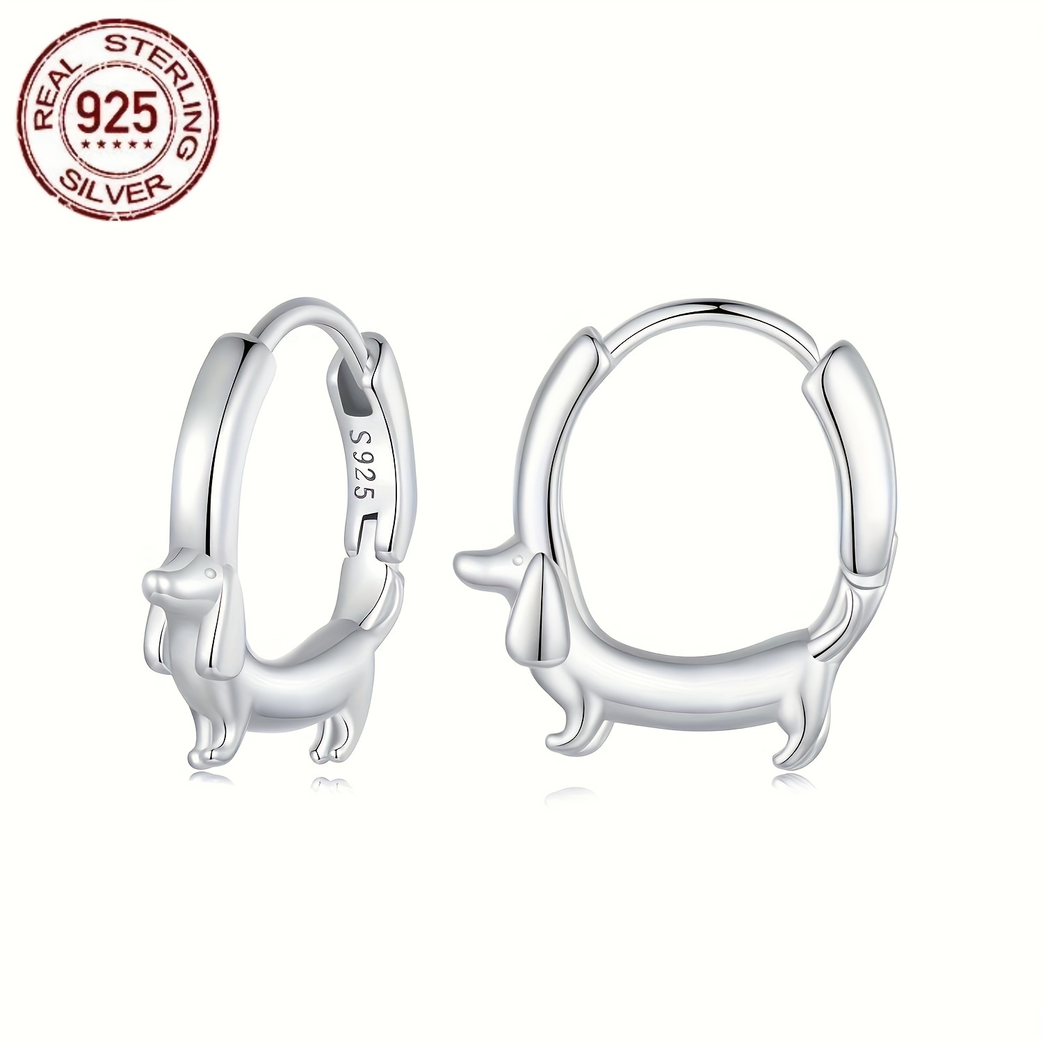 

Exquisite Dachshund Dog Design Hoop Earrings 925 Sterling Silver Hypoallergenic Jewelry Elegant Leisure Style For Women Daily Casual