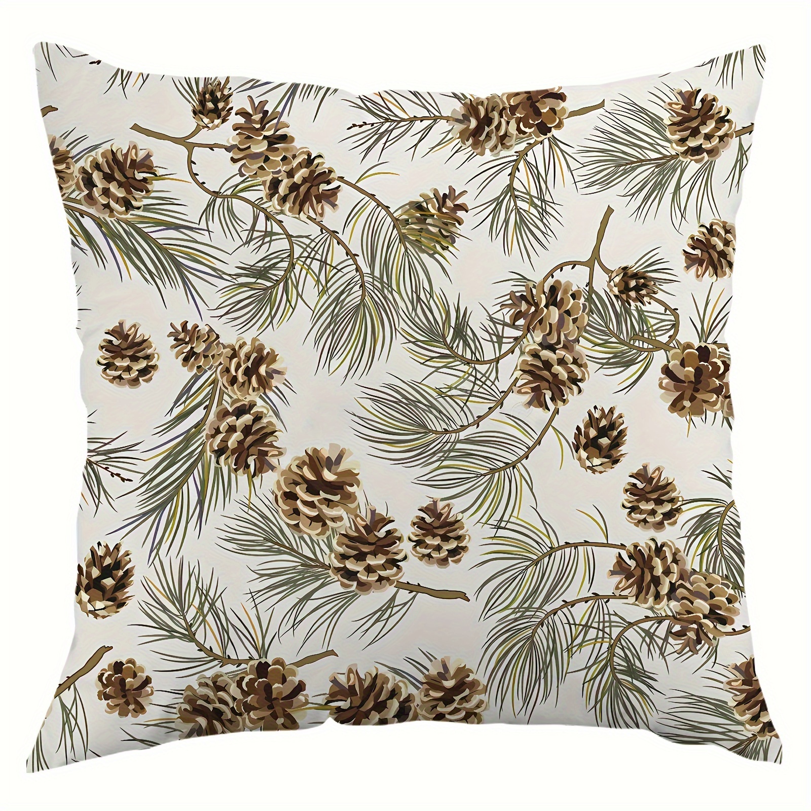 

1pc, Pine Cone Short Plush Throw Pillow Case, Zipper Single Sided Print Pillowcase, Home Decor Sofa Bedroom Decoration, No Pillow , 18×18 Inches