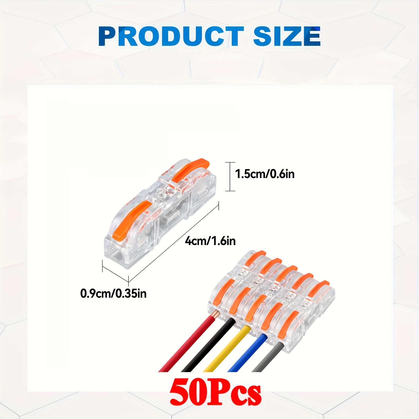Image of 50/100pcs Wire Connectors, 1 To 1 Electrical Lever Connectors 28-12awg For Quick Wiring, Reusable Splicing Connectors 1 Conductor Soft And Universal Compact Splicing Wire Connectors (orange/blue)