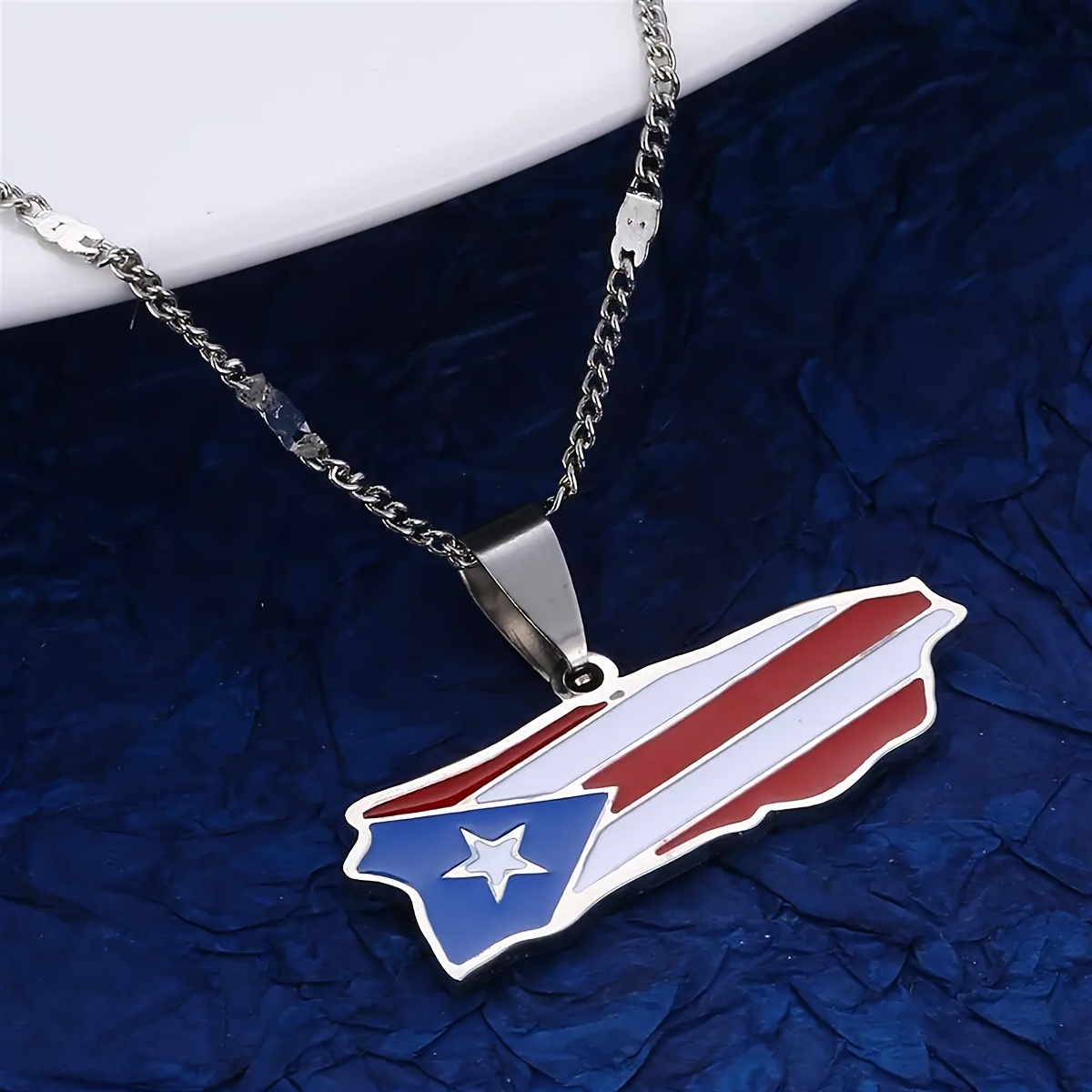 

Chic 18k Gold-plated Stainless Steel National Flag Pendant Necklace - Perfect Independence Day Gift, Hip Hop Style Vacation Jewelry For Women