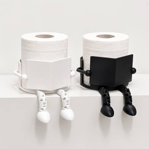 1 2pcs whimsical toilet paper holder for book enthusiasts offered in black and white a touch of fun to your bathroom decor and great for holiday presents