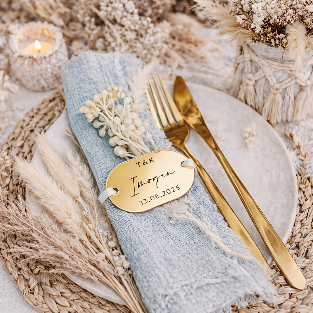 TEMU Personalized Laser-cut Custom Name Wedding Napkin Holders & Cards - Suitable For Weddings, Birthdays, Baby Showers - Acrylic Table Seating Signs