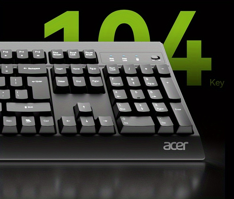 [ACER Genuine Product] High-Efficiency Wireless Keyboard And Mouse Set, Ultra-Slim Keyboard Paired with Silent Mouse, 2.4G Receiver Plug And Play, Responsive Tracking, Long-Lasting Power, Enhance Office Efficiency