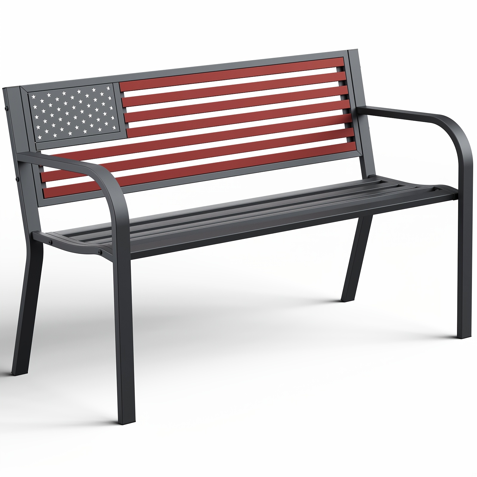 47-inch Pure Iron Casual Bench, Equipped with Ergonomic PVC Mesh Backrest, Non-slip Chair Legs And All-weather Design, Suitable for Outdoor, Garden, Yard And Poolside Areas
