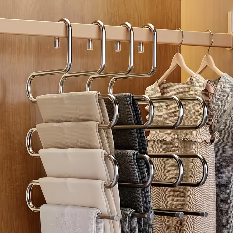 

Stainless Steel Pants Hanger: Indoor, , Non-slip, No-marks, Metal Material 5-tier Stainless Steel Pants Hanger - Non-slip, No-mark, Organizer For Closet Storage, Ideal For Jeans & Trousers