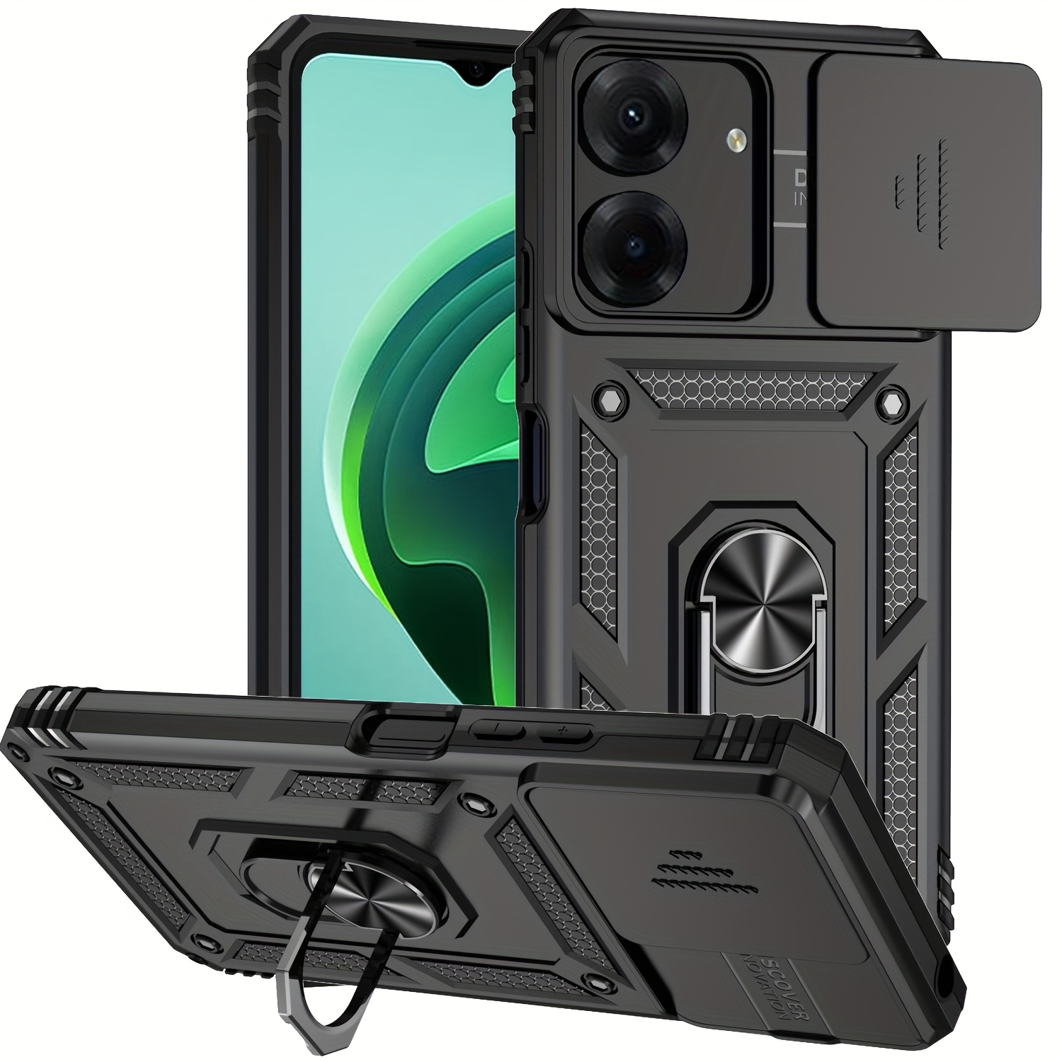 Phone Case: For Redmi 13c 4g Case Shockproof Armor Slide Lens Protect Phone Case Back Cover