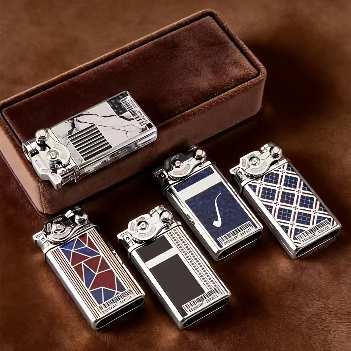 5 Pack Butane Lighter Set, Windproof Lighter With Adjustable Flame, Metal Body, Portable, Suitable For Cooking, Parties, Candles, And More, Perfect Gift For , Without Battery