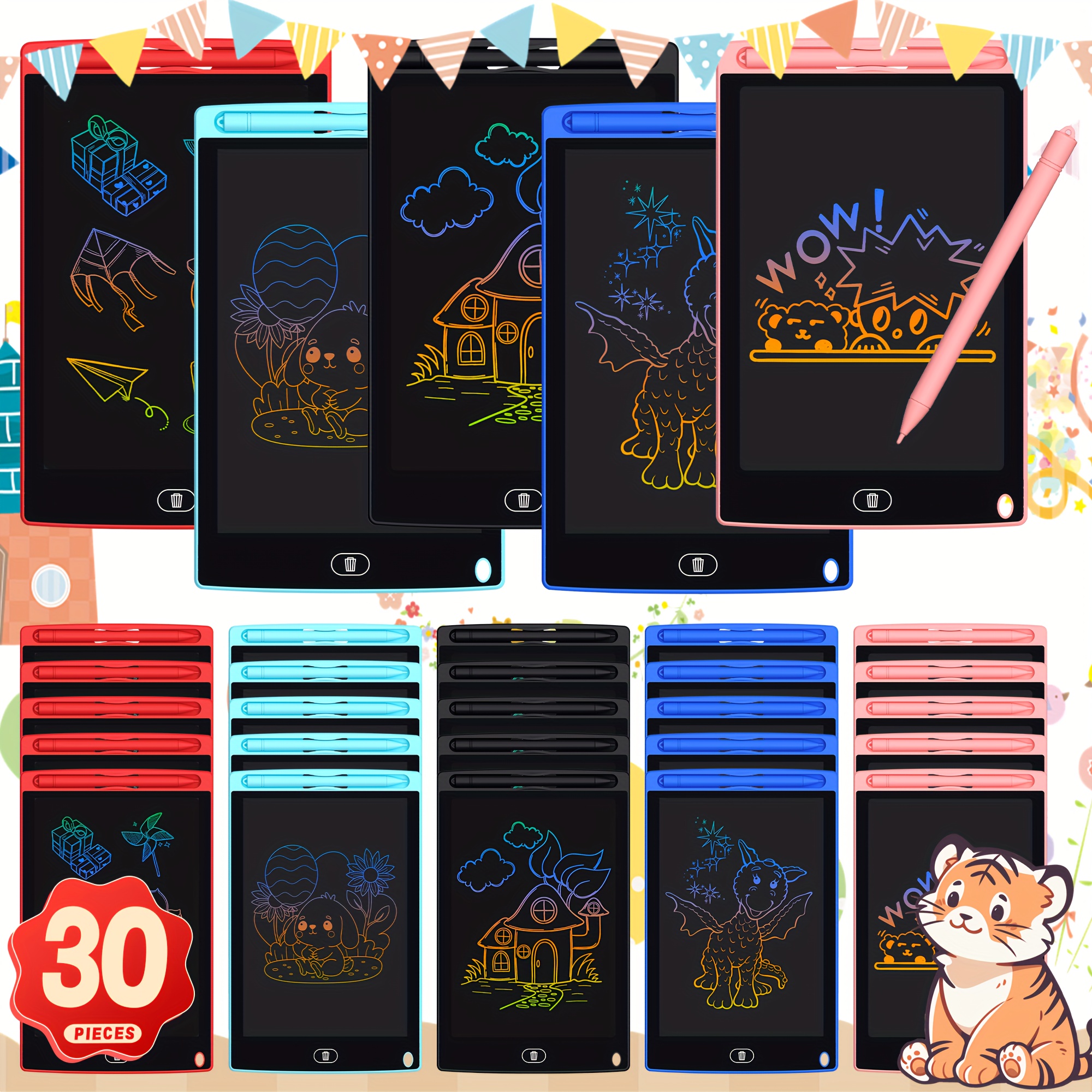 TEMU 30pcs d'Écriture LCD pour Adolescents, de Coloré de 8.5 Pouces, de Dessin Électronique Réutilisable, Grand de Doodle - Jouet Éducatif de Dessin