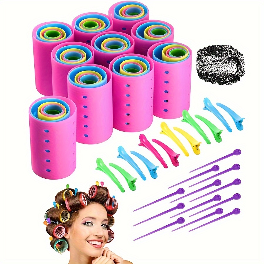 

Jeux de 133 pièces de rouleaux de cheveux avec 60 rouleaux en plastique, barrettes et accessoires pour cheveux - Kit de curling complet pour un styling facile